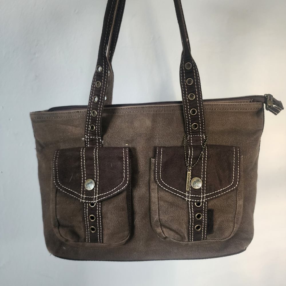 Y2K Brown Corderoy Purse Handbag Zip Close by Caribbean Joe Preppy Granola